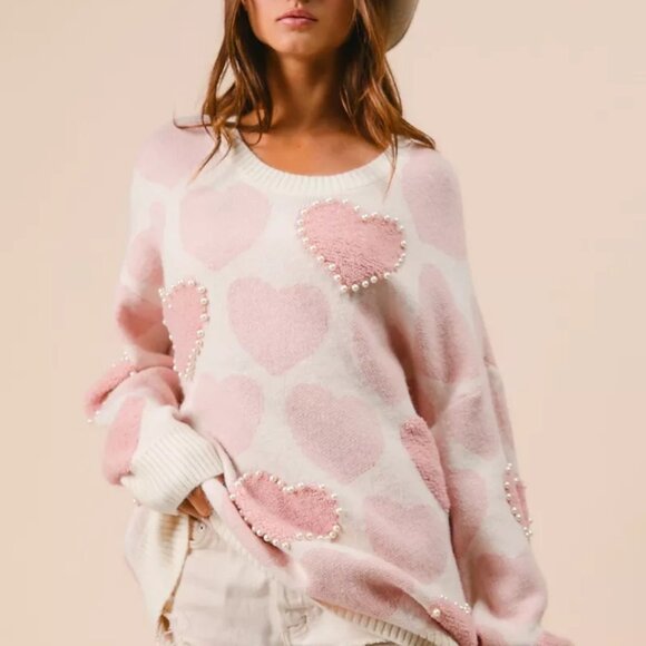 BiBi Heart Pattern Sweater with Pearl Detail - Picture 16 of 16